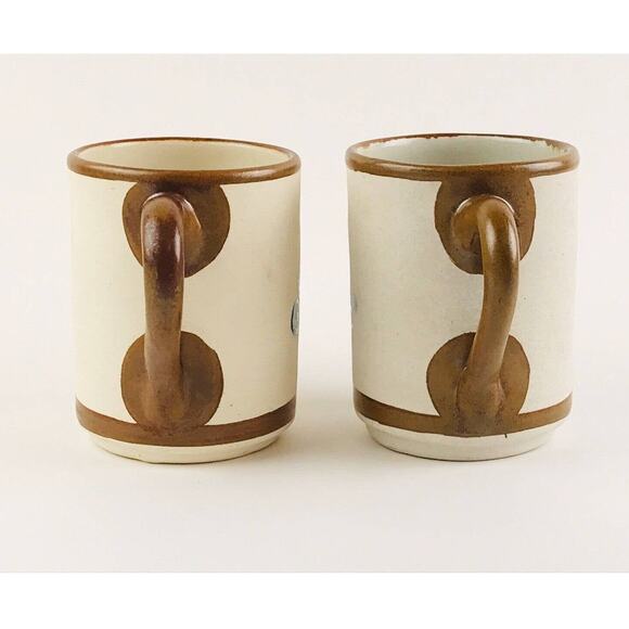 Set 2 Mexican Pottery Stoneware Mugs Signed ROS Mexico Marina Fiesta Hotel Spa - Picture 5 of 8